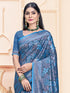 Deeva Sarees Blue Satin Silk Saree